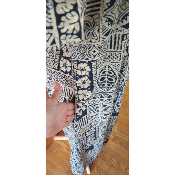 Royal Creations Hawaiian Muumuu Dress Sz M Geometric Tiki Midi Made in USA - Picture 5 of 6